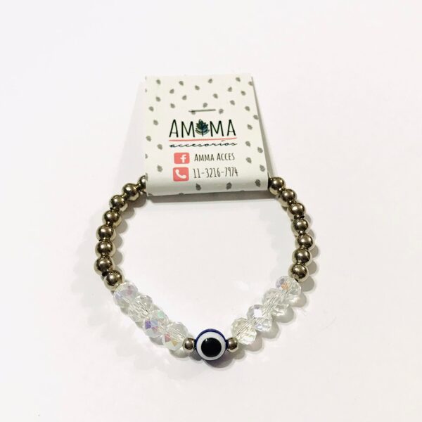 Pulsera con cristales de roca y ojo turco $480