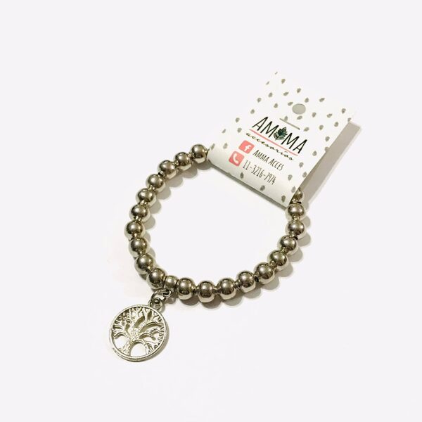 Pulsera plateada con árbol de la vida $380
