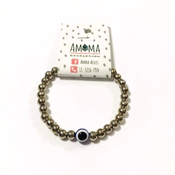 Pulsera amuleto plateada con ojo turco $380