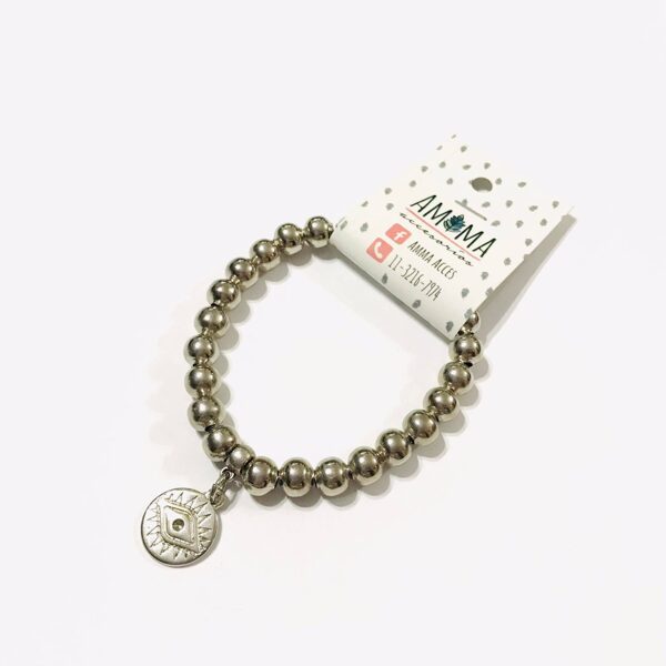 Pulsera plateada con medalla de ojo turco $380