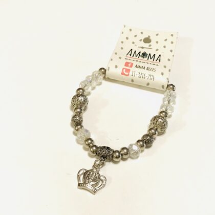 Pulsera elástica con cristales de roca “Transparente” - $450