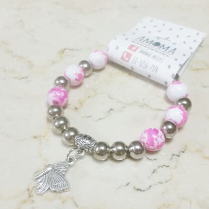 Pulsera elástica “DÁLMATA ROSA - $380