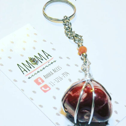 Llavero con PIEDRA NATURAL “JASPE MARRÓN” Aporta ESTABILIDAD - $550