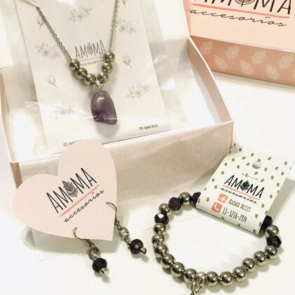 AMMA BOX “Amatista” - Colgante + Pulsera + Aros