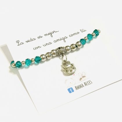 Pulsera elástica con cristales de roca “VERDE” - $450