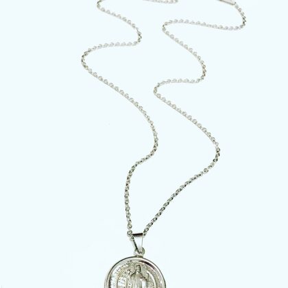 Colgante de acero quirúrgico con SAN BENITO doble faz  SIN STOCK- $ 780