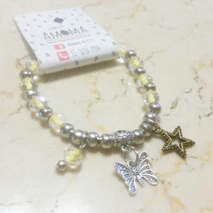 Pulsera elástica con cristales de roca “AMARILLA” - $480